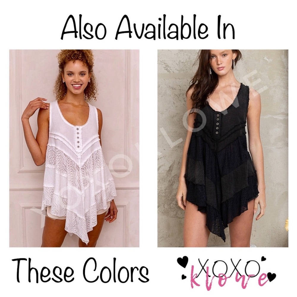 POL Natural Pink Lace Piece Half Button Sleeveless Tunic Tank - Picture 14 of 14